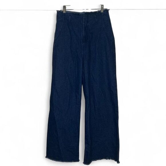 Denim - Forever 21 Womens Jeans size 28 High waisted denim wide leg pants raw hem